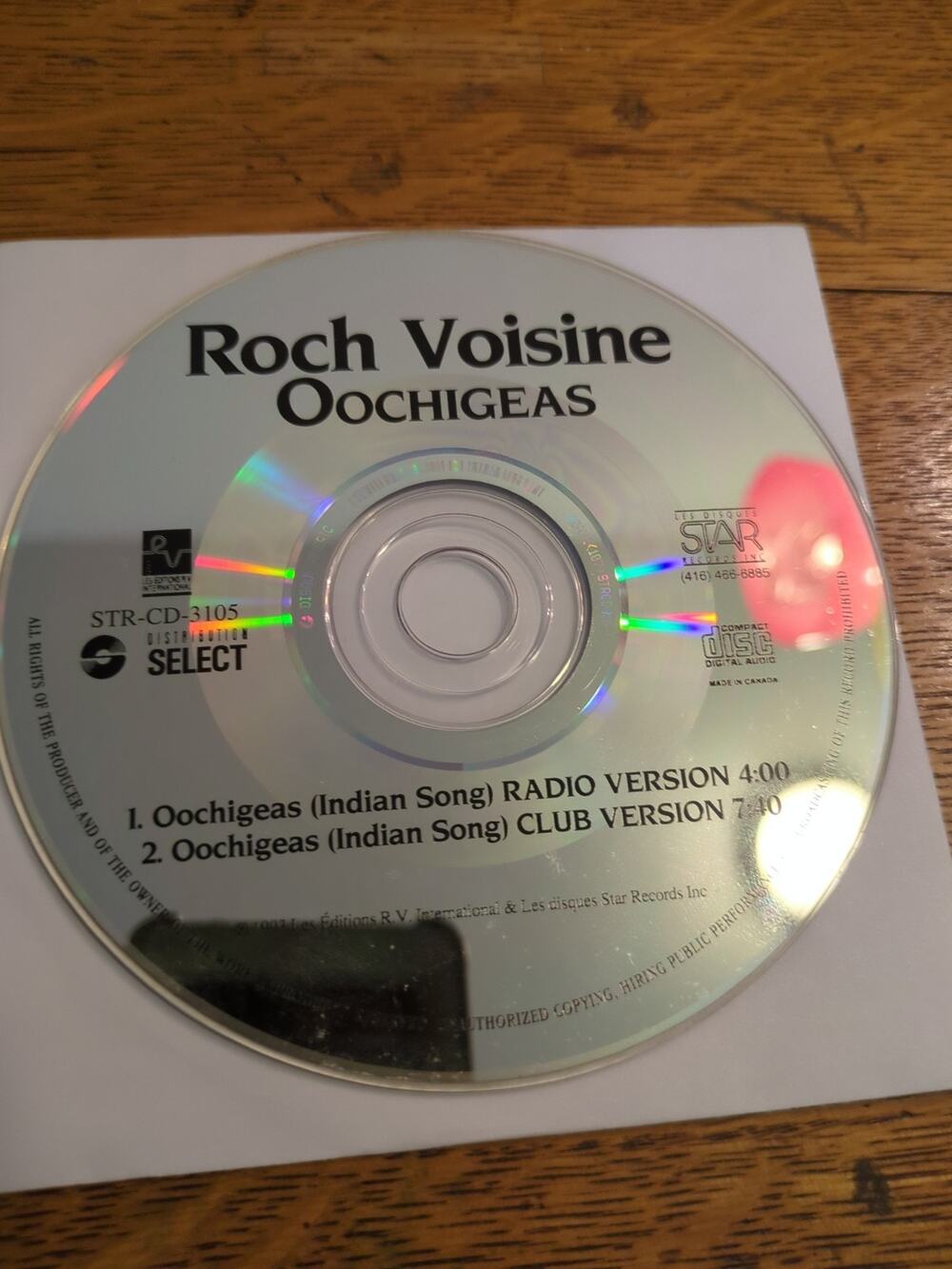 Roch VoisineOOCHIGEAS 1993 Single Cd Disc Only
